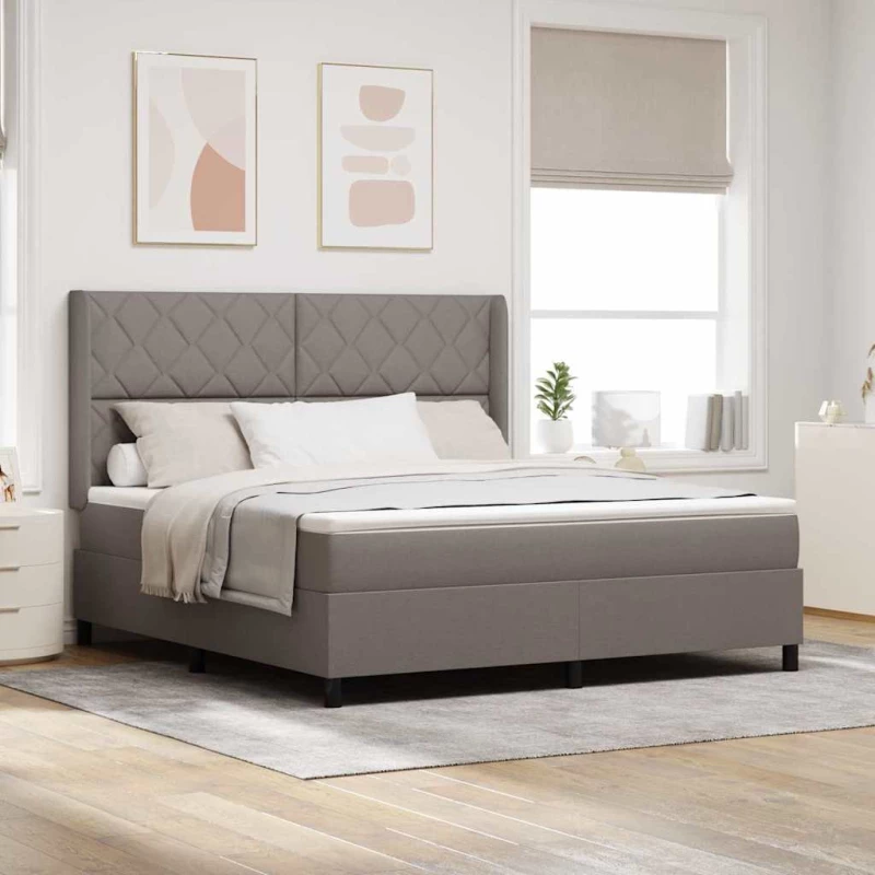 vidaXL Κρεβάτι με ελατήρια με στρώμα Taupe 180 x 200 cm ύφασμα