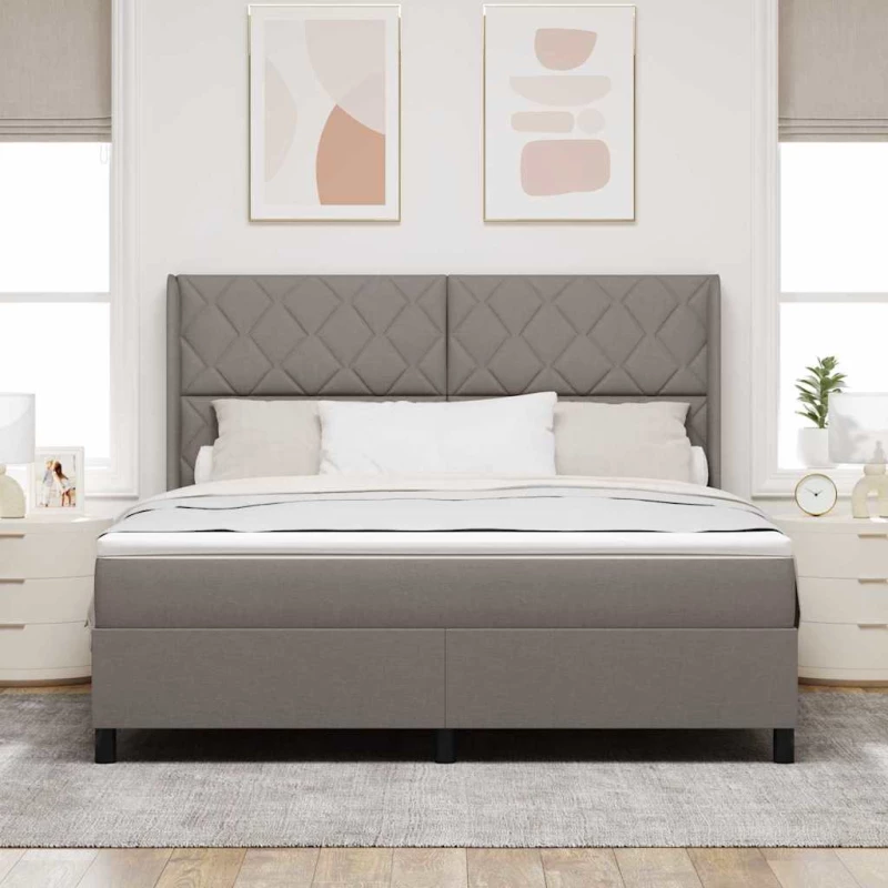 vidaXL Κρεβάτι με ελατήρια με στρώμα Taupe 180 x 200 cm ύφασμα