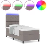 vidaXL Κρεβάτι με ελατήρια με στρώμα Taupe 90 x 200 cm ύφασμα