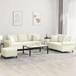 vidaXL Σετ Σαλονιού 3 Τεμαχίων Κρεμ Βελούδινο με Μαξιλάρια