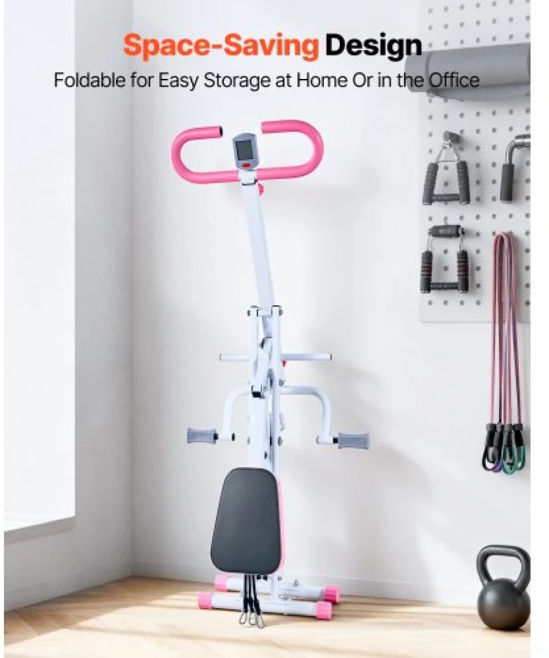 VEVOR Squat Machine, Deep Squat Rowing Machine for Home, Easy Setup & Foldable Exercise Equipment, Glute Trainer Machine with 3 High-Strength Resistance Bands, Glutes & Leg Home Workout Machine, White