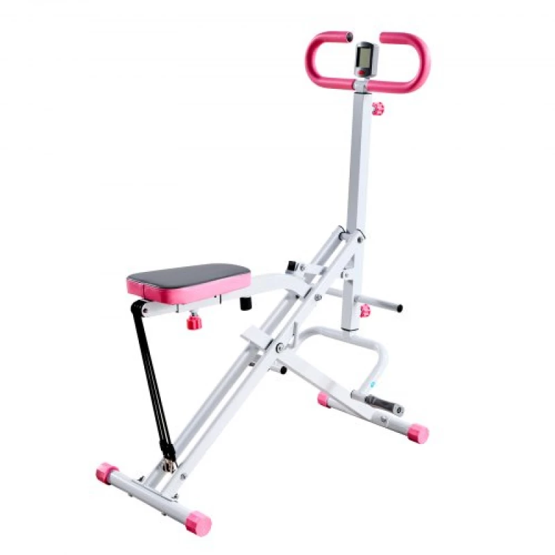 VEVOR Squat Machine, Deep Squat Rowing Machine for Home, Easy Setup & Foldable Exercise Equipment, Glute Trainer Machine with 3 High-Strength Resistance Bands, Glutes & Leg Home Workout Machine, White