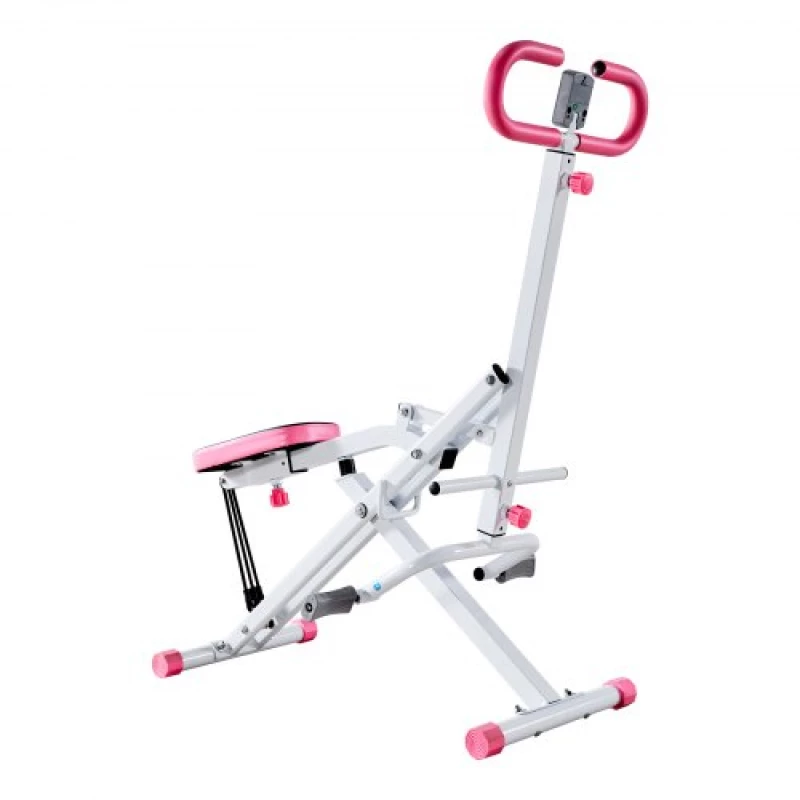 VEVOR Squat Machine, Deep Squat Rowing Machine for Home, Easy Setup & Foldable Exercise Equipment, Glute Trainer Machine with 3 High-Strength Resistance Bands, Glutes & Leg Home Workout Machine, White