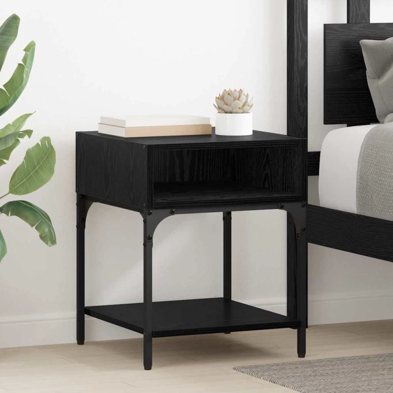 vidaXL Κομοδίνο 2 pcs Μαύρη δρυς 40 x 40 x 50 cm Επεξεργασμένο ξύλο