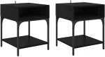 vidaXL Κομοδίνο 2 pcs Μαύρη δρυς 40 x 40 x 50 cm Επεξεργασμένο ξύλο