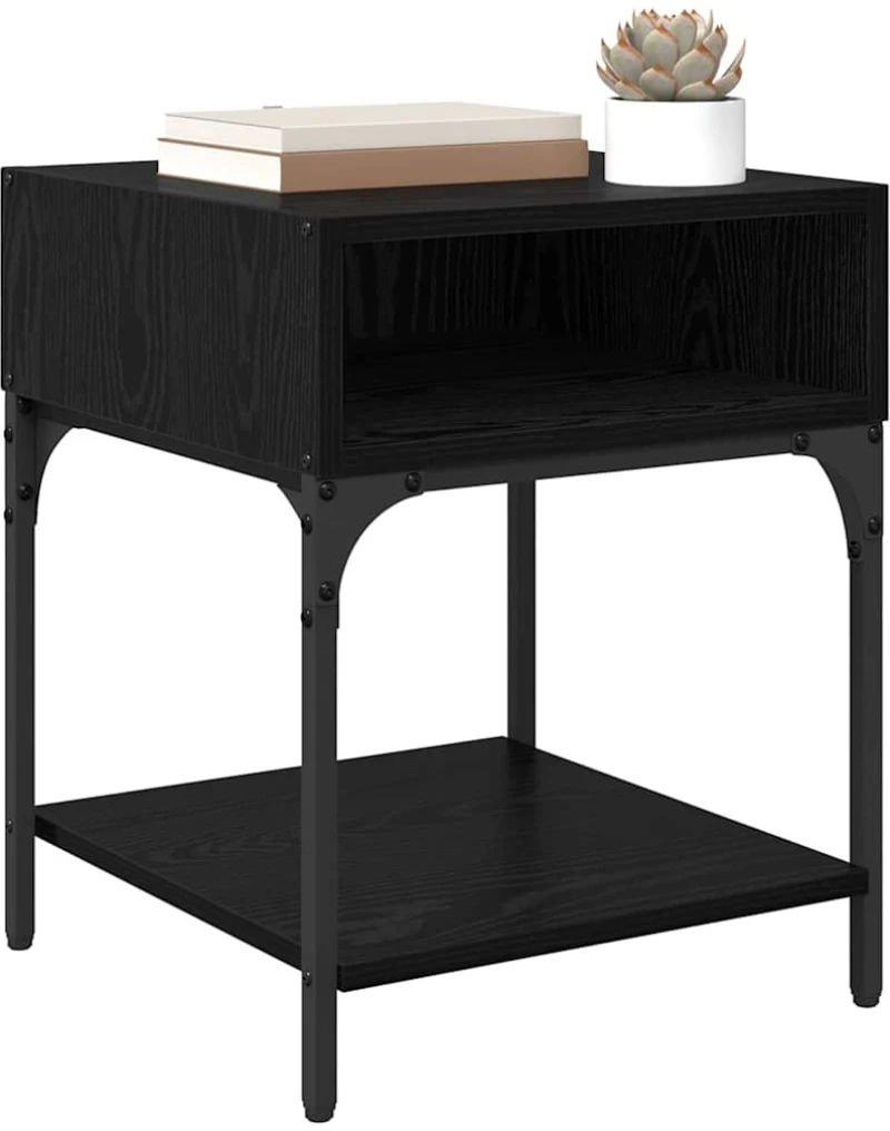 vidaXL Κομοδίνο 2 pcs Μαύρη δρυς 40 x 40 x 50 cm Επεξεργασμένο ξύλο