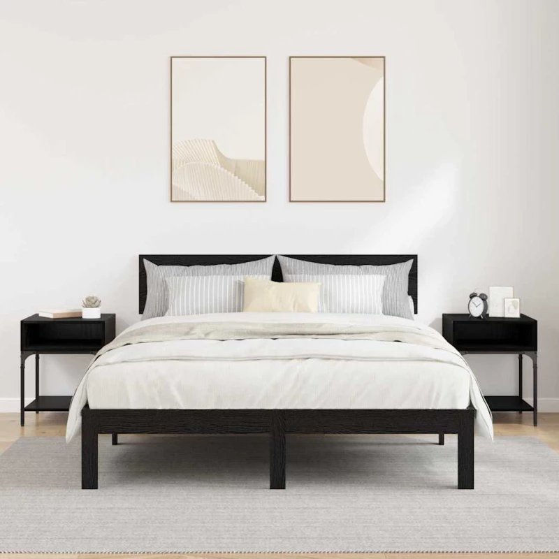 vidaXL Κομοδίνο 2 pcs Μαύρη δρυς 40 x 40 x 50 cm Επεξεργασμένο ξύλο