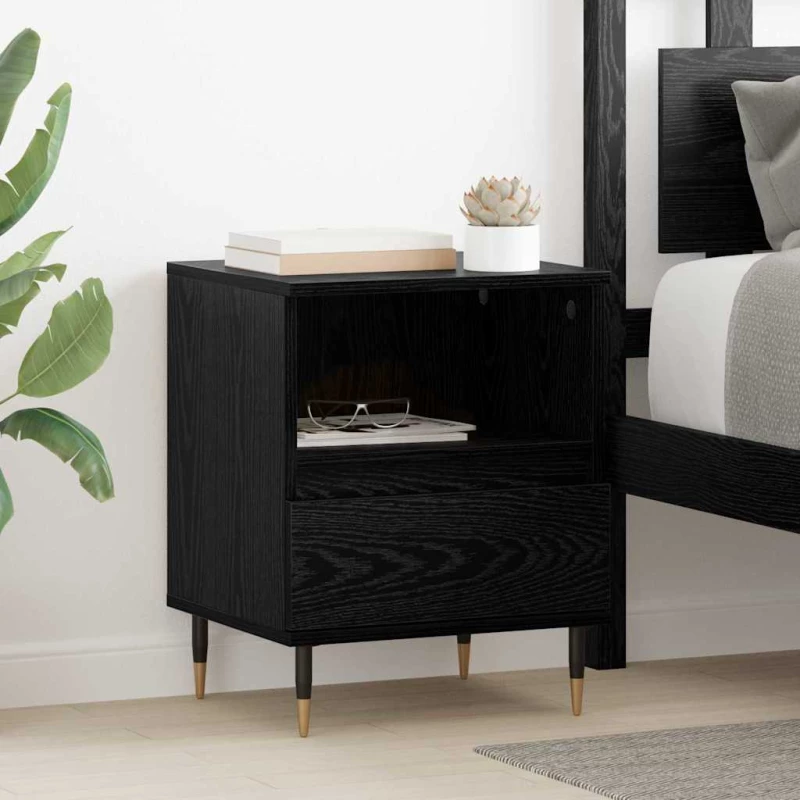 vidaXL Κομοδίνο 2 pcs Μαύρη δρυς 40 x 35 x 50 εκ. Επεξεργασμένο ξύλο