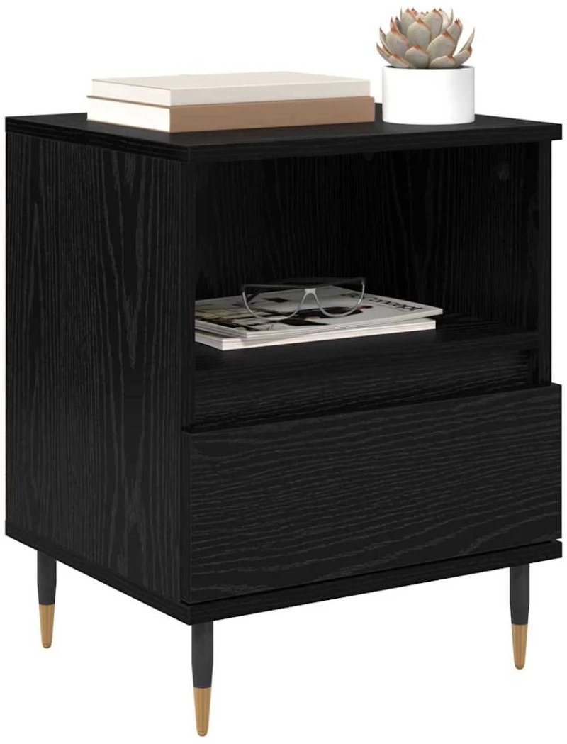 vidaXL Κομοδίνο 2 pcs Μαύρη δρυς 40 x 35 x 50 εκ. Επεξεργασμένο ξύλο