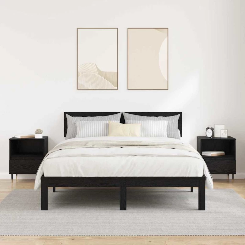 vidaXL Κομοδίνο 2 pcs Μαύρη δρυς 40 x 35 x 50 εκ. Επεξεργασμένο ξύλο