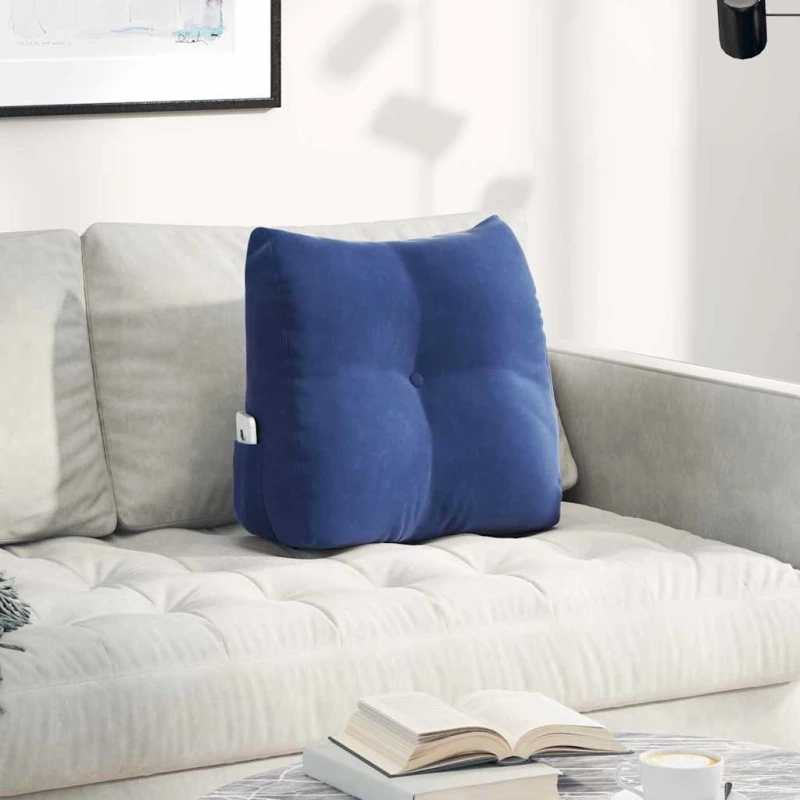 vidaXL Μαξιλάρι Πλάτης Μπλε Αστυνομίας 45 x 24 x 50 εκ Βελούδο