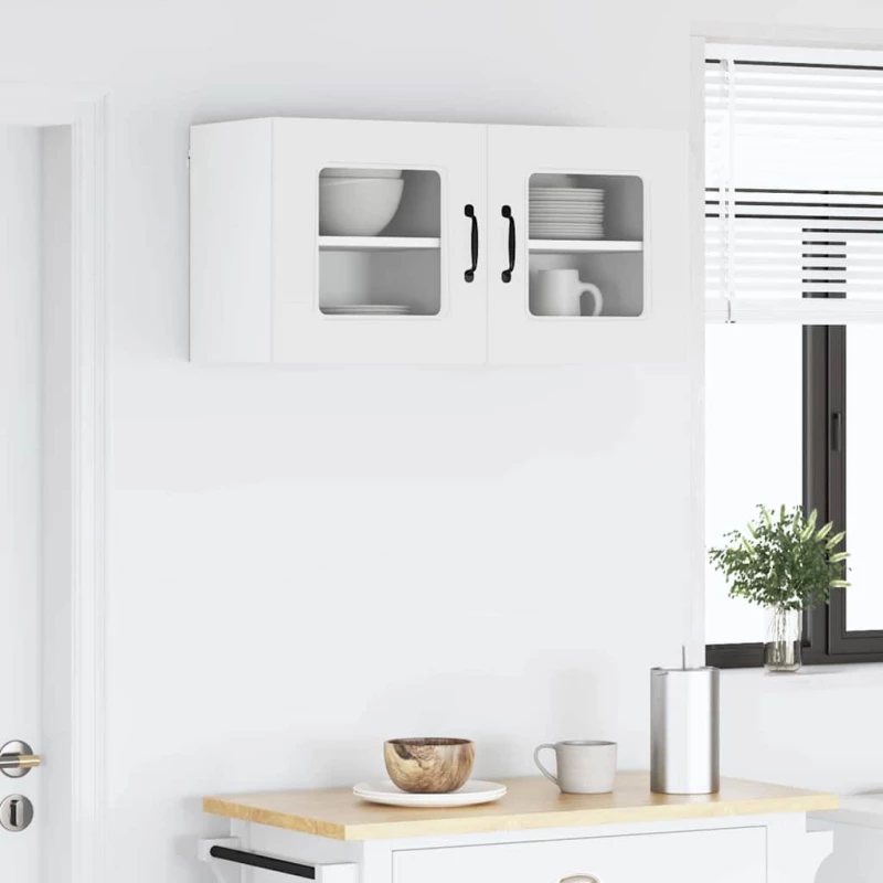 vidaXL Κρεμαστό ντουλάπι κουζίνας με ράφι 2 pcs Λευκό 40 x 31 x 40 εκ.