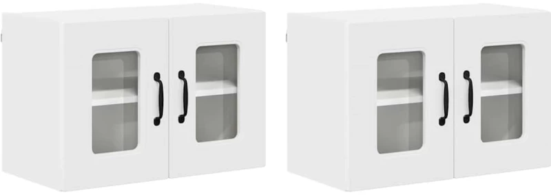 vidaXL Κρεμαστό ντουλάπι κουζίνας με ράφι 2 pcs Λευκό 60 x 31 x 40 εκ