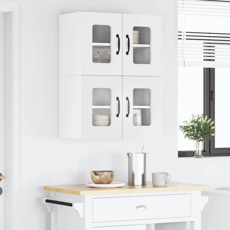 vidaXL Κρεμαστό ντουλάπι κουζίνας με ράφι 2 pcs Λευκό 60 x 31 x 40 εκ