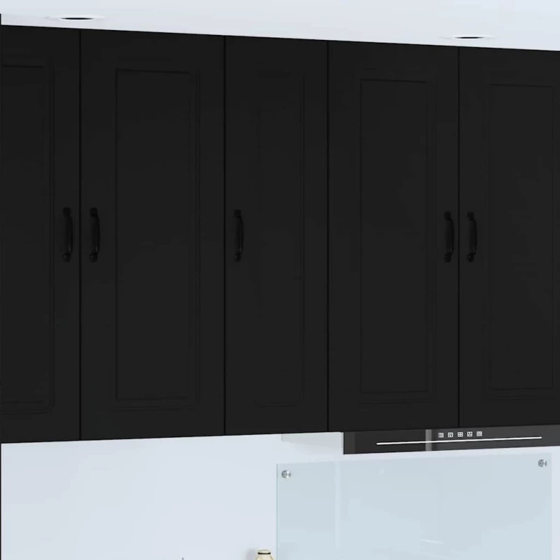 vidaXL Κρεμαστό ντουλάπι κουζίνας με ράφι Μαύρο 30 x 31 x 100 εκ.