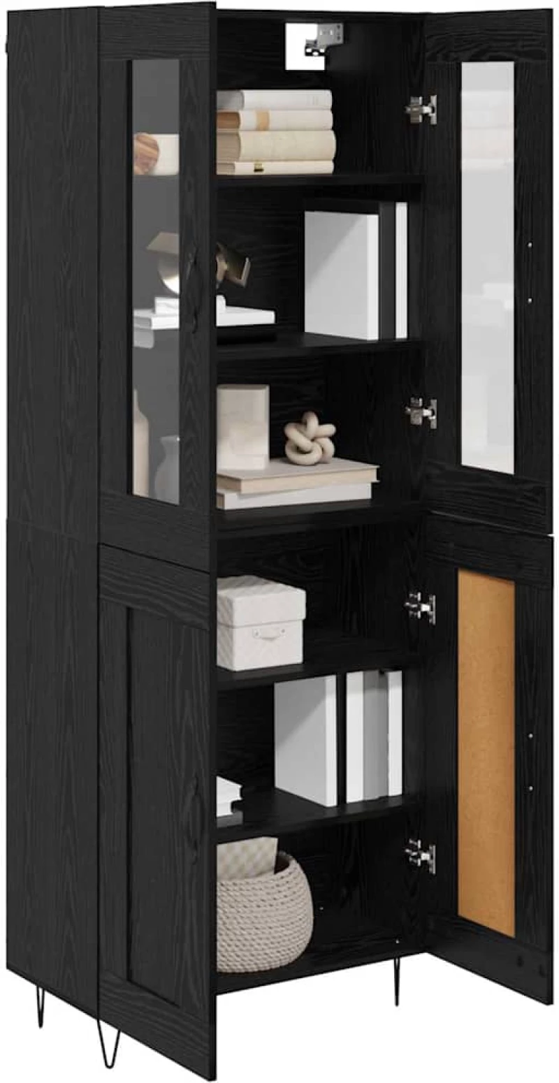 vidaXL Highboard Μαύρη Οξυά 69,5 x 34 x 180 εκ. Επεξεργασμένο ξύλο