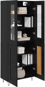 vidaXL Highboard Μαύρη Οξυά 69,5 x 34 x 180 εκ. Επεξεργασμένο ξύλο