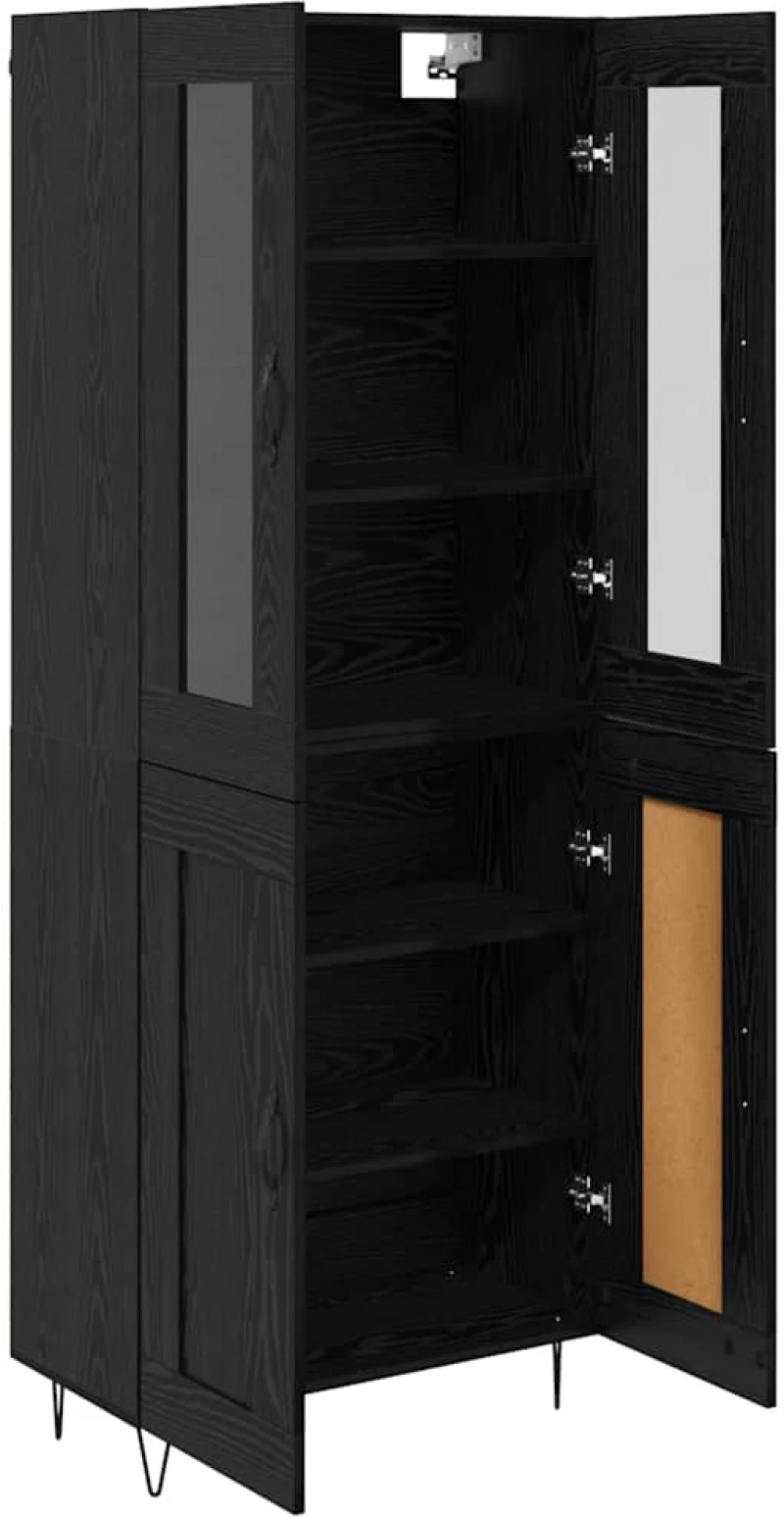 vidaXL Highboard Μαύρη Οξυά 69,5 x 34 x 180 εκ. Επεξεργασμένο ξύλο