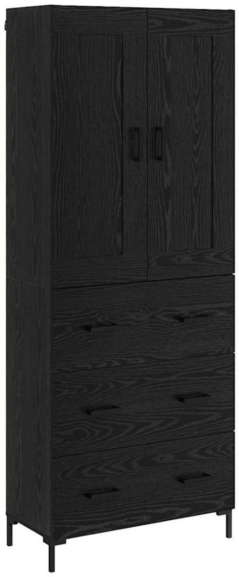 vidaXL Highboard με συρτάρι 2 pcs Μαύρη Οξυά Επεξεργασμένο ξύλο