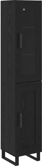 vidaXL Highboard Μαύρη Οξυά 69,5 x 34 x 180 εκ. Επεξεργασμένο ξύλο