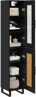 vidaXL Highboard Μαύρη Οξυά 69,5 x 34 x 180 εκ. Επεξεργασμένο ξύλο