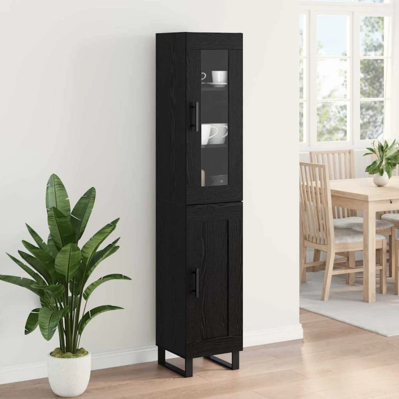 vidaXL Highboard Μαύρη Οξυά 69,5 x 34 x 180 εκ. Επεξεργασμένο ξύλο