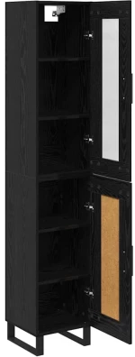 vidaXL Highboard Μαύρη Οξυά 69,5 x 34 x 180 εκ. Επεξεργασμένο ξύλο