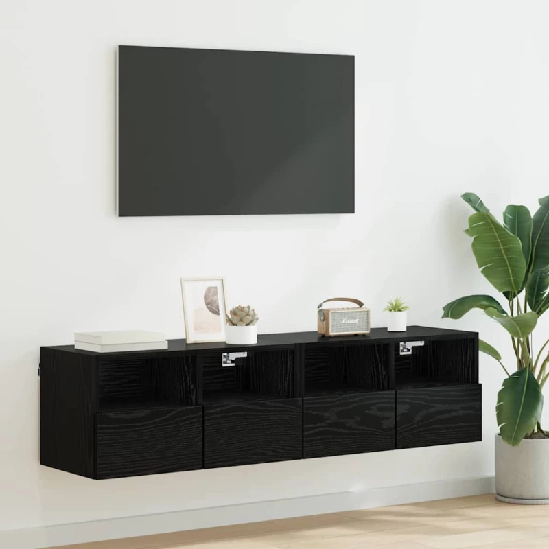 vidaXL Βάσεις τηλεόρασης Επιτοίχιο 2 pcs Μαύρη Οξυά 60 x 30 x 30 cm
