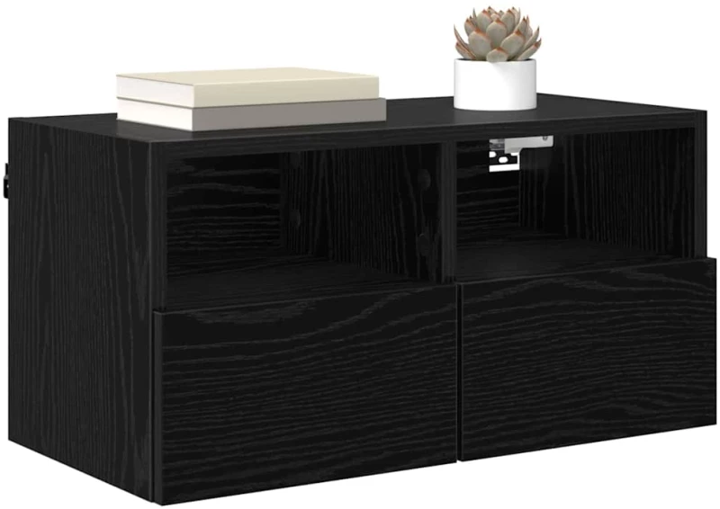 vidaXL Βάσεις τηλεόρασης Επιτοίχιο 2 pcs Μαύρη Οξυά 60 x 30 x 30 cm