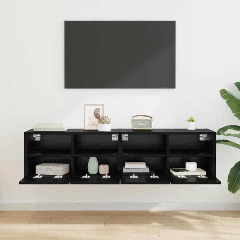 vidaXL Βάσεις τηλεόρασης Επιτοίχιο 2 pcs Μαύρη Οξυά 60 x 30 x 30 cm