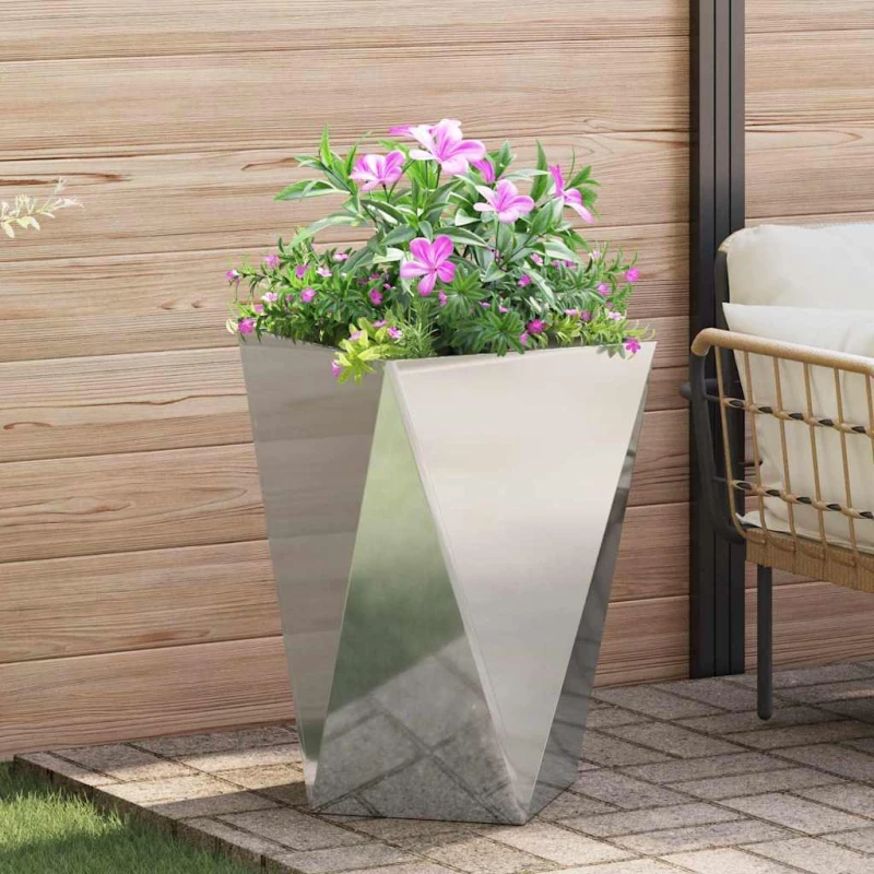 vidaXL Γλάστρα Ασημί 50 x 50 x 75 cm Επικαλυμμένος Χάλυβας