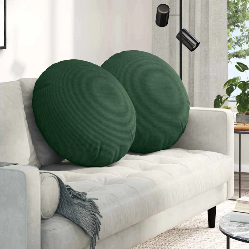 vidaXL Μαξιλάρια καθισμάτων 2 pcs Σκούρο Πράσινο Ø 60 cm