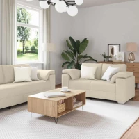 vidaXL Καναπές 3 pcs Μπεζ Ύφασμα μείγματος λινών