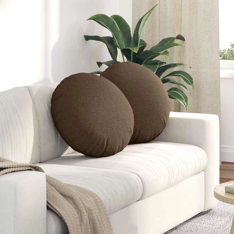 vidaXL Μαξιλάρια καθισμάτων 2 pcs Καφέ Ø50 x 19 εκ ύφασμα