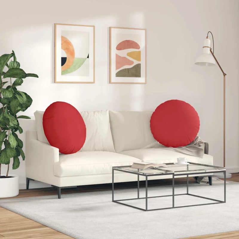 vidaXL Μαξιλάρια καθισμάτων 2 pcs Κόκκινο Ø80 x 29 εκ ύφασμα