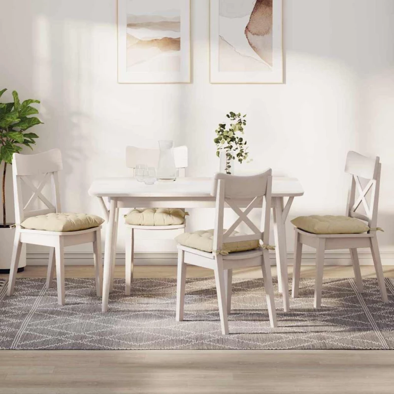 vidaXL Μαξιλάρια καθισμάτων 2 pcs Κρεμ 40 x 40 x 6 cm ύφασμα