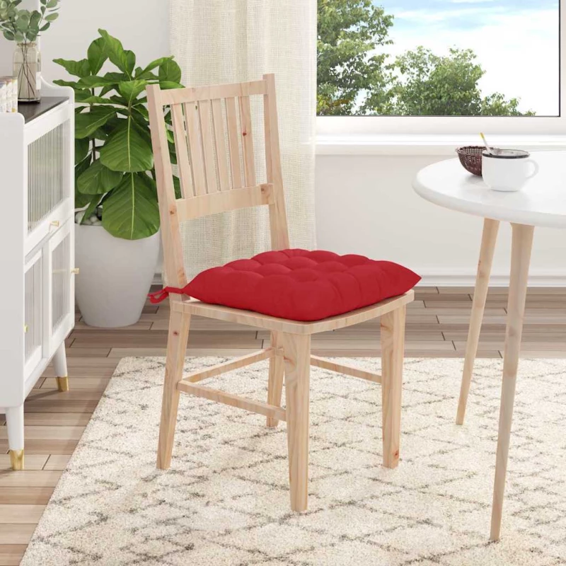 vidaXL Μαξιλάρια καθισμάτων 2 pcs Κόκκινο 40 x 40 x 6 cm ύφασμα