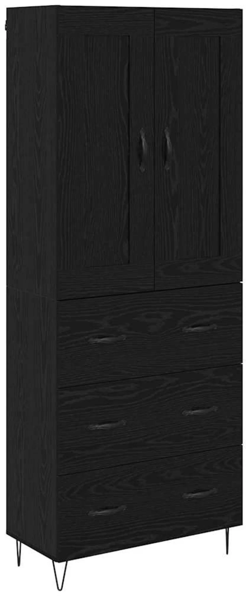vidaXL Highboard Μαύρη Οξυά 69,5 x 34 x 180 εκ. Επεξεργασμένο ξύλο