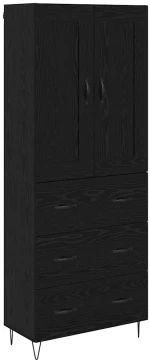 vidaXL Highboard Μαύρη Οξυά 69,5 x 34 x 180 εκ. Επεξεργασμένο ξύλο