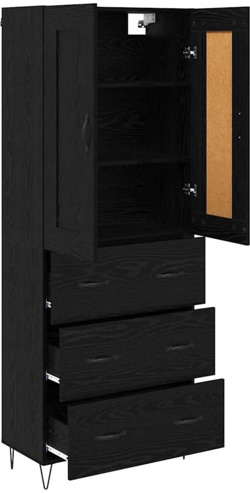 vidaXL Highboard Μαύρη Οξυά 69,5 x 34 x 180 εκ. Επεξεργασμένο ξύλο