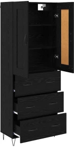 vidaXL Highboard Μαύρη Οξυά 69,5 x 34 x 180 εκ. Επεξεργασμένο ξύλο
