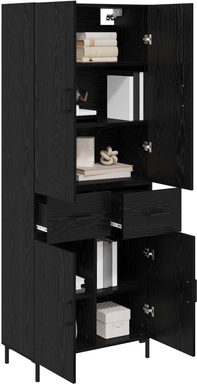 vidaXL Highboard Μαύρη Οξυά 69,5 x 34 x 180 εκ. Επεξεργασμένο ξύλο