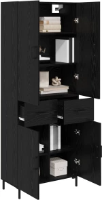 vidaXL Highboard Μαύρη Οξυά 69,5 x 34 x 180 εκ. Επεξεργασμένο ξύλο