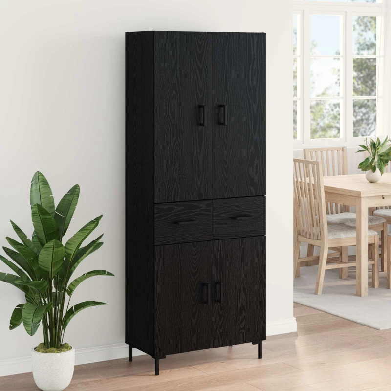 vidaXL Highboard Μαύρη Οξυά 69,5 x 34 x 180 εκ. Επεξεργασμένο ξύλο