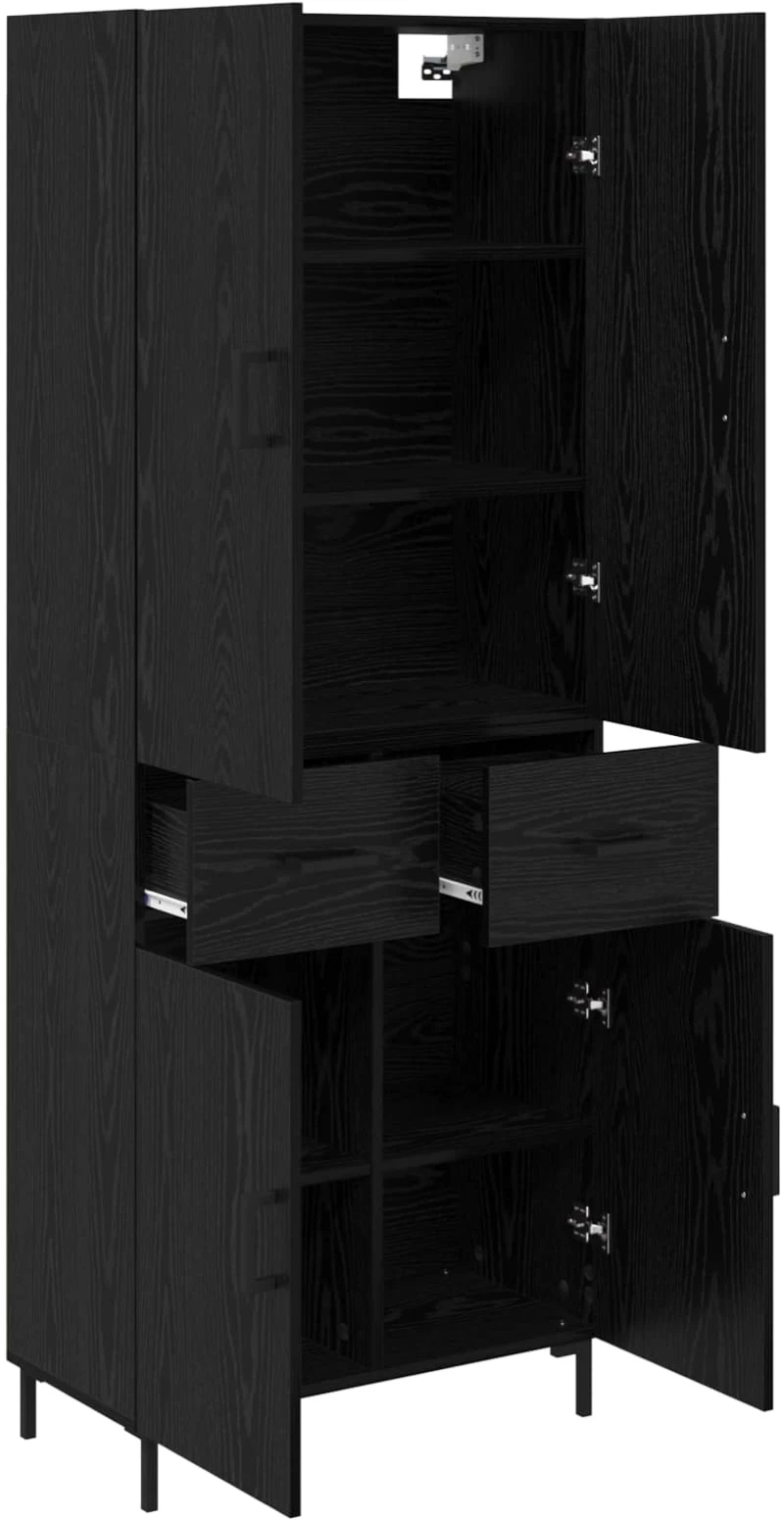 vidaXL Highboard Μαύρη Οξυά 69,5 x 34 x 180 εκ. Επεξεργασμένο ξύλο