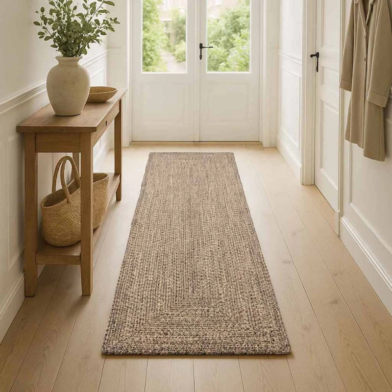 vidaXL Χαλί Φυσικό και μαύρο 80 x 300 cm Γιούτα