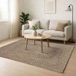 vidaXL Χαλί Φυσικό και μαύρο 240 x 240 cm Γιούτα