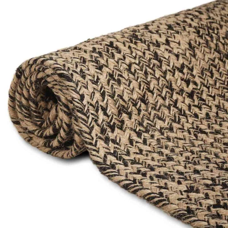 vidaXL Χαλί Φυσικό και μαύρο 240 x 240 cm Γιούτα