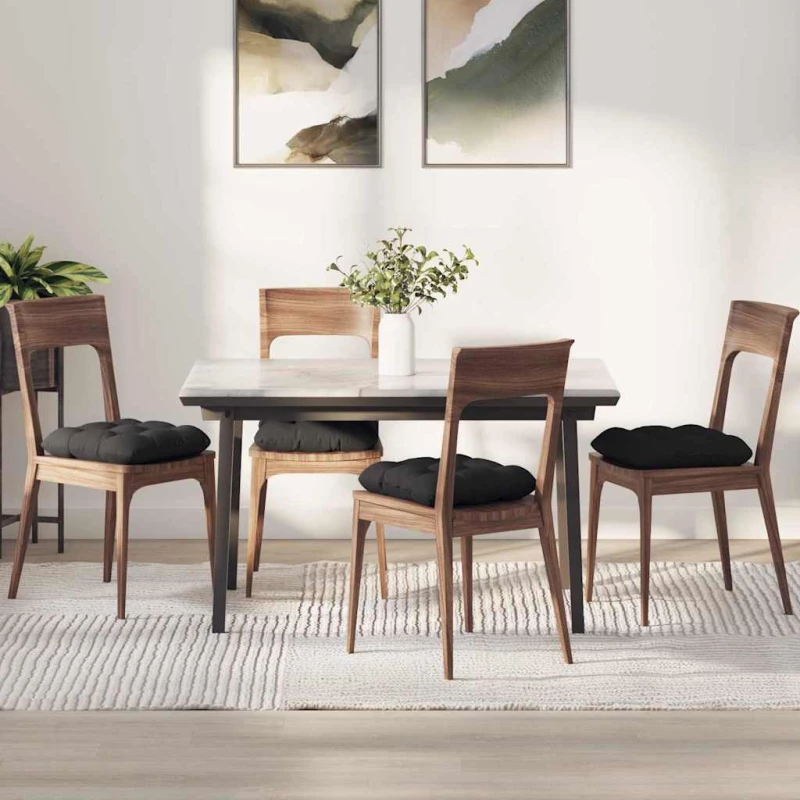 vidaXL Μαξιλάρια καθισμάτων 4 pcs Μαύρο 45 x 45 cm Ύφασμα Μικροΐνας