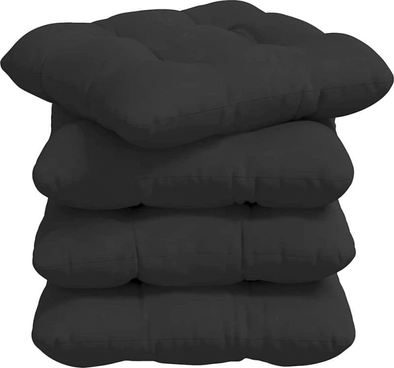 vidaXL Μαξιλάρια καθισμάτων 4 pcs Μαύρο 45 x 45 cm Ύφασμα Μικροΐνας